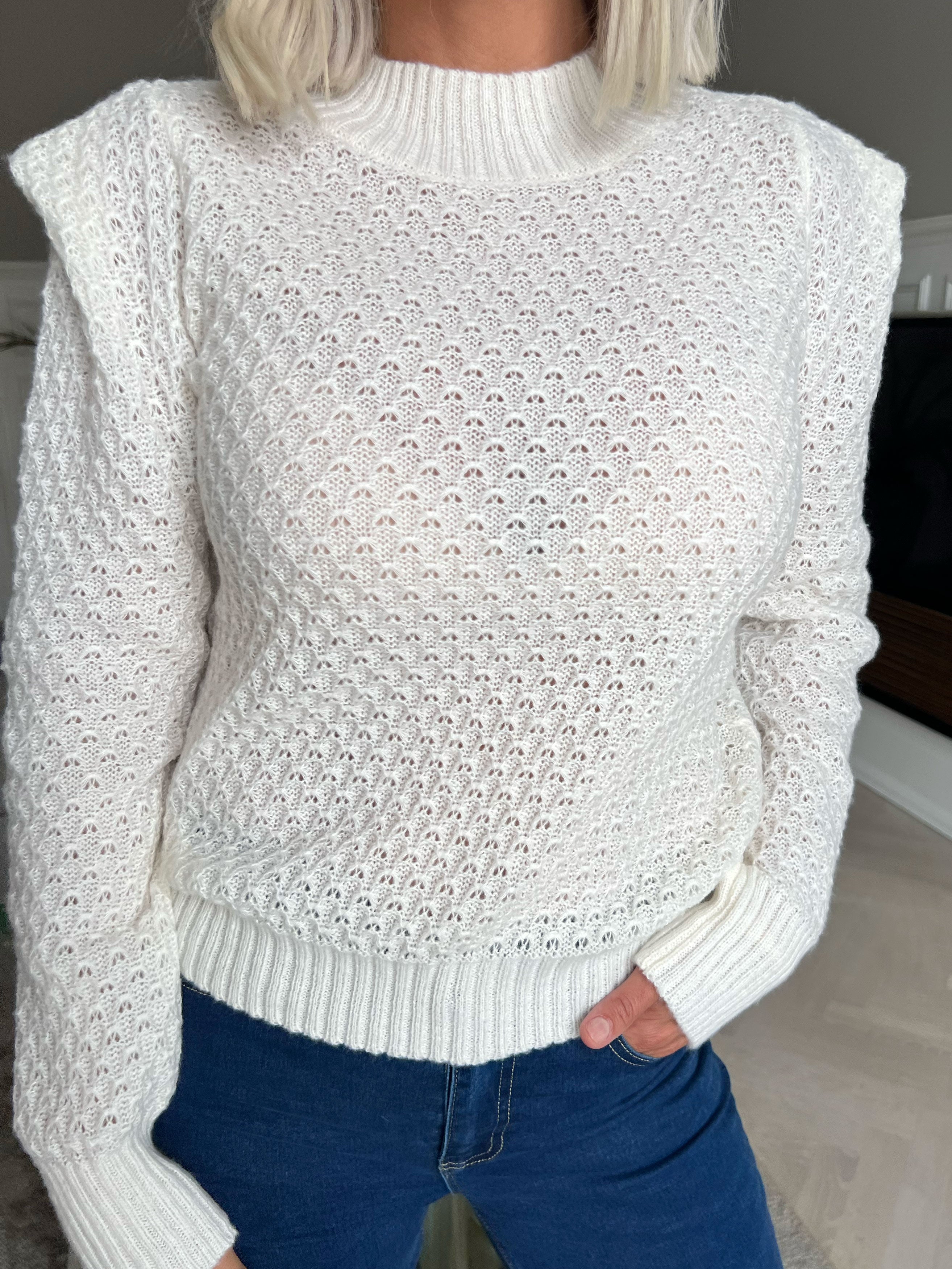 Taylor - Simpel stickad tröja med små puffärmar